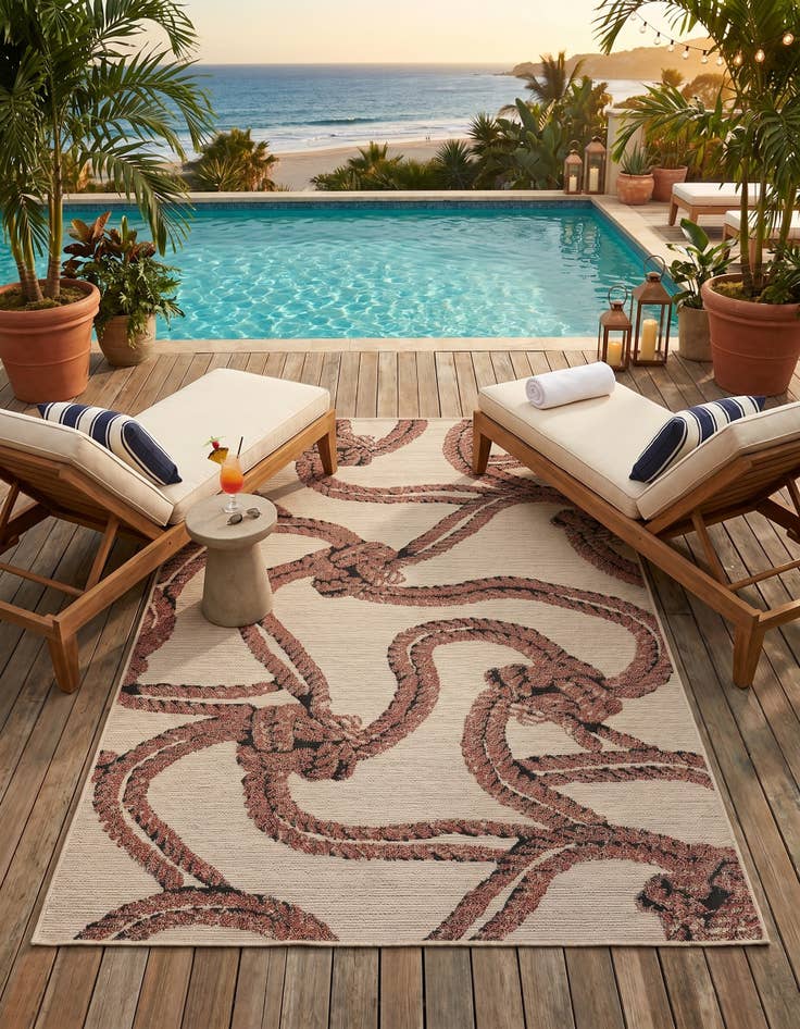Detail image of 5' x 8' Easy-Clean Coastal Indoor / Outdoor Rug