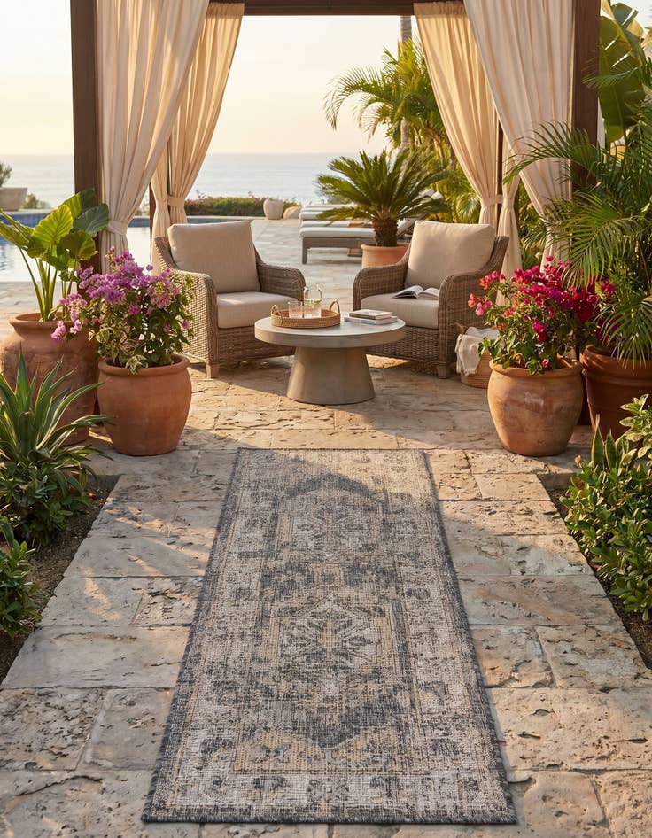 Detail image of 2' x 5' 3 Easy-Clean Traditional Indoor / Outdoor Runner Rug