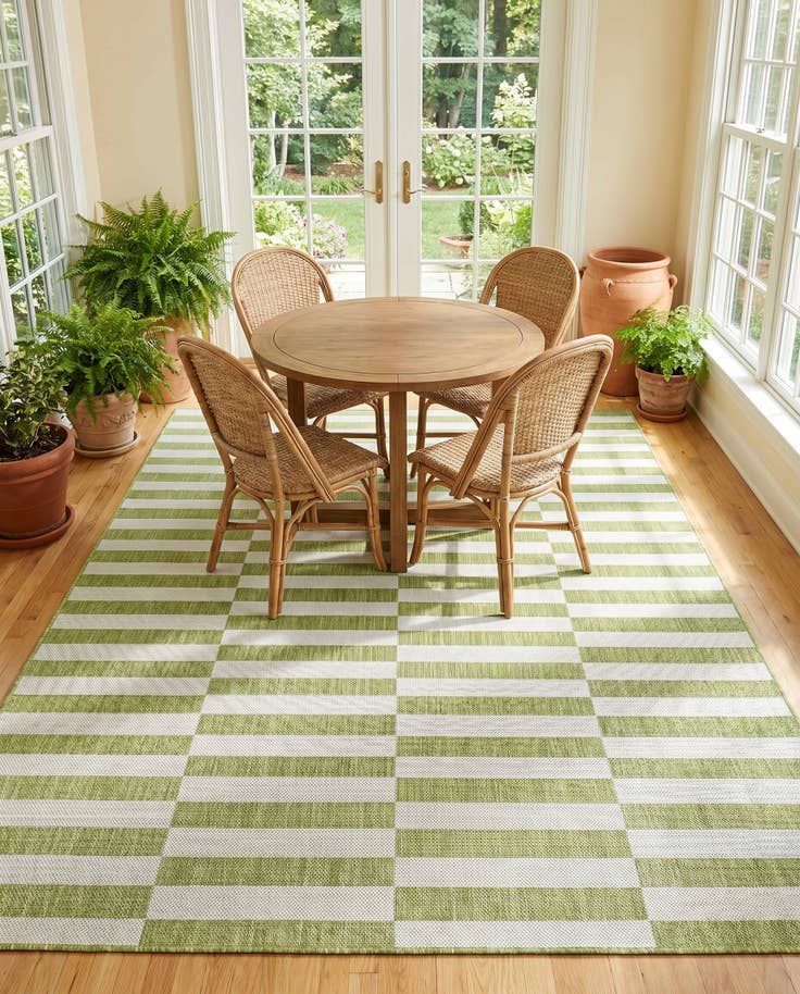 Detail image of 9' x 12' Easy-Clean Striped Indoor / Outdoor Rug