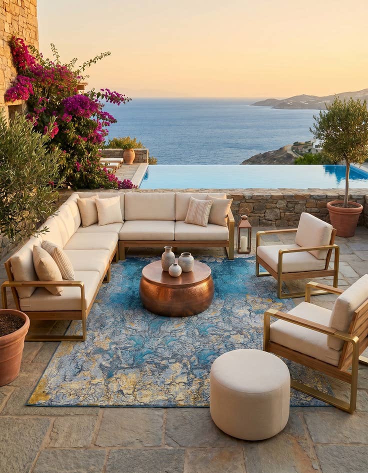 Detail image of 9' x 12' Easy-Clean Modern Indoor / Outdoor Rug