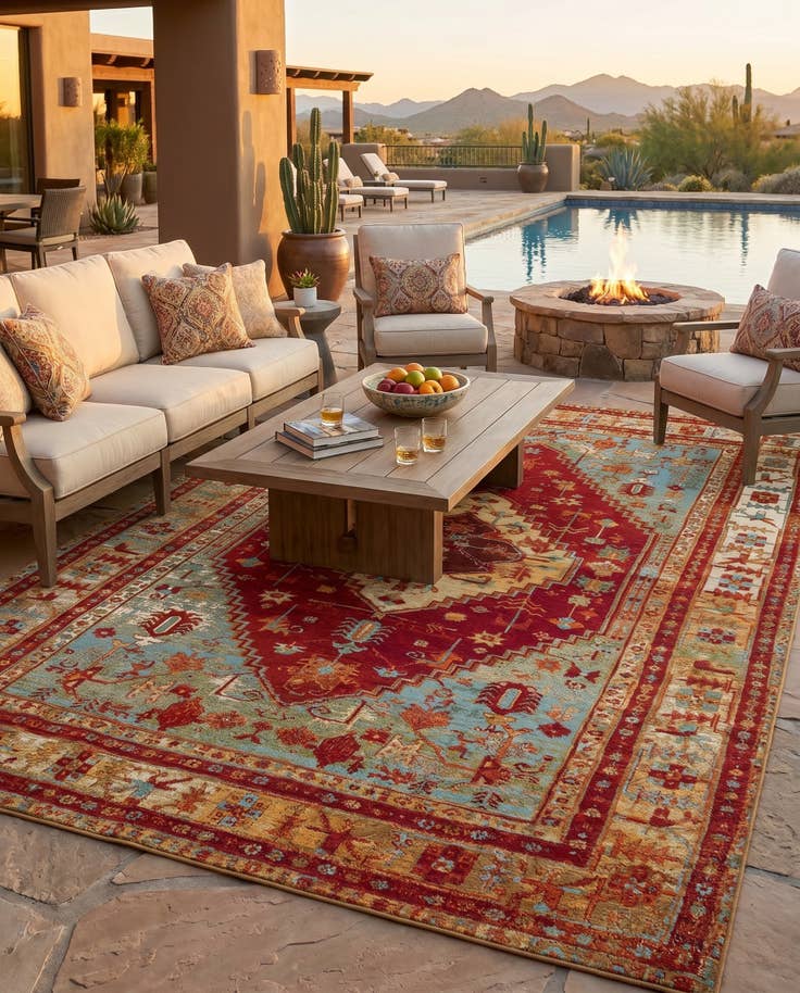 Detail image of 6' x 9' Easy-Clean Traditional Indoor / Outdoor Rug