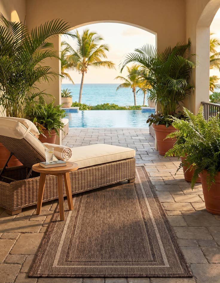 Detail image of 2' x 5' Easy-Clean Border Indoor / Outdoor Runner Rug