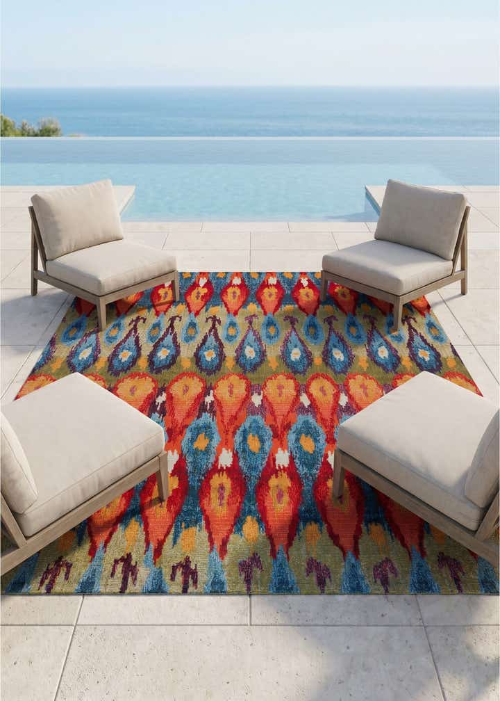 7' 10 x 7' 10 Easy-Clean Modern Indoor / Outdoor Square Rug