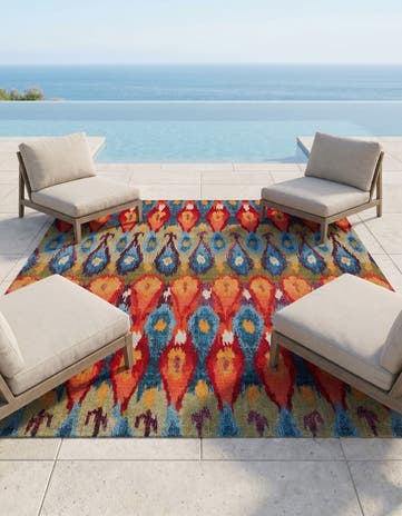 7' 10 x 7' 10 Easy-Clean Modern Indoor / Outdoor Square Rug