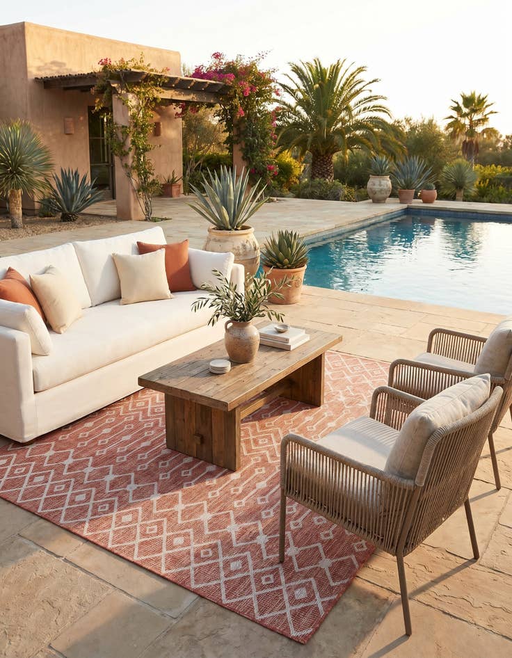 Detail image of 7' 10 x 7' 10 Easy-Clean Lattice Indoor / Outdoor Square Rug