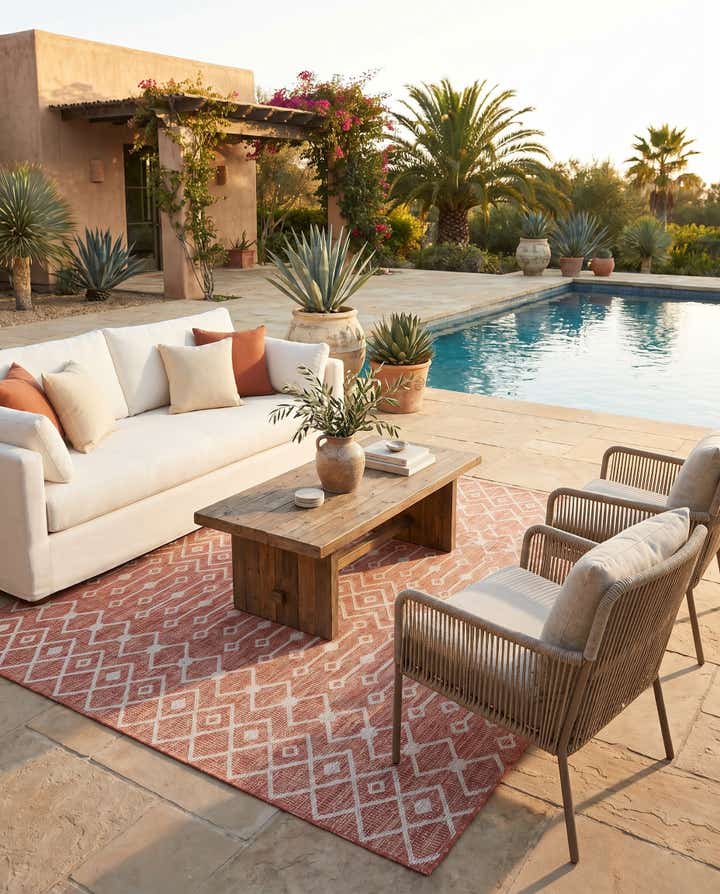 7' 10 x 7' 10 Easy-Clean Trellis Indoor / Outdoor Square Rug