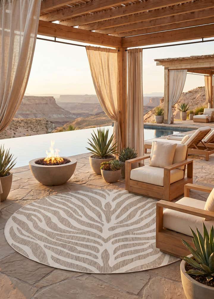 10' x 10' Easy-Clean Safari Indoor / Outdoor Round Rug