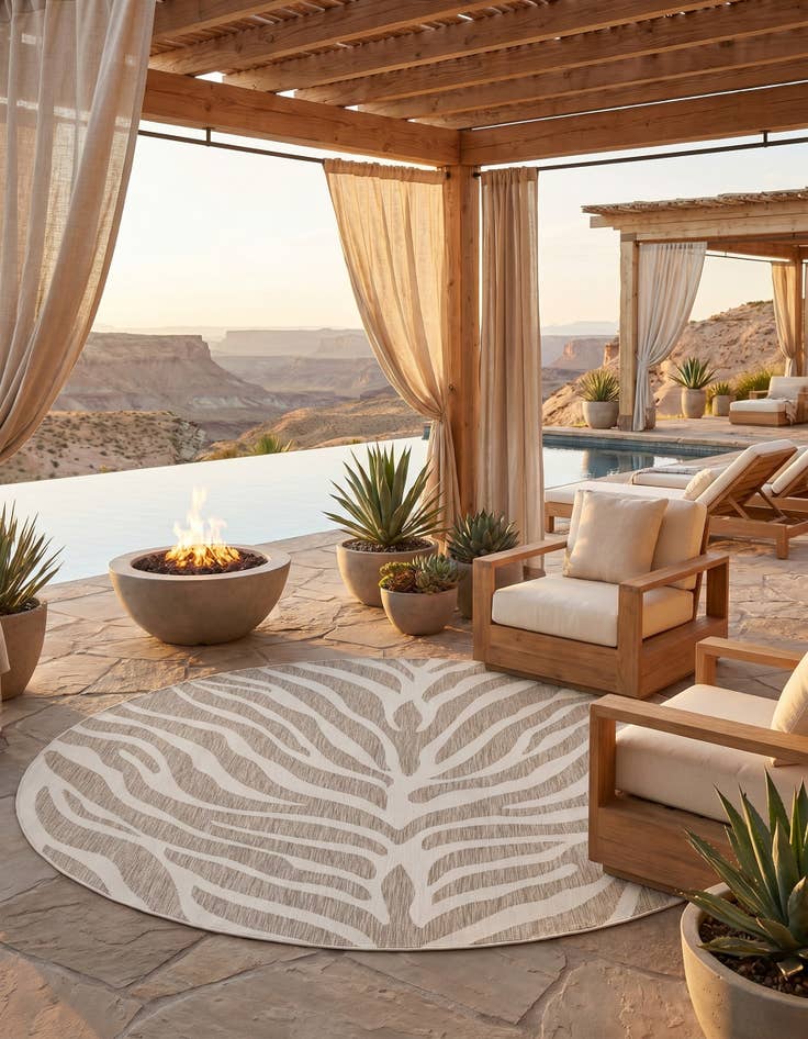 Detail image of 10' x 10' Easy-Clean Safari Indoor / Outdoor Round Rug