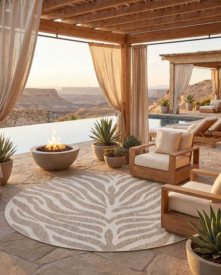 Detail image of 10' x 10' Easy-Clean Safari Indoor / Outdoor Round Rug