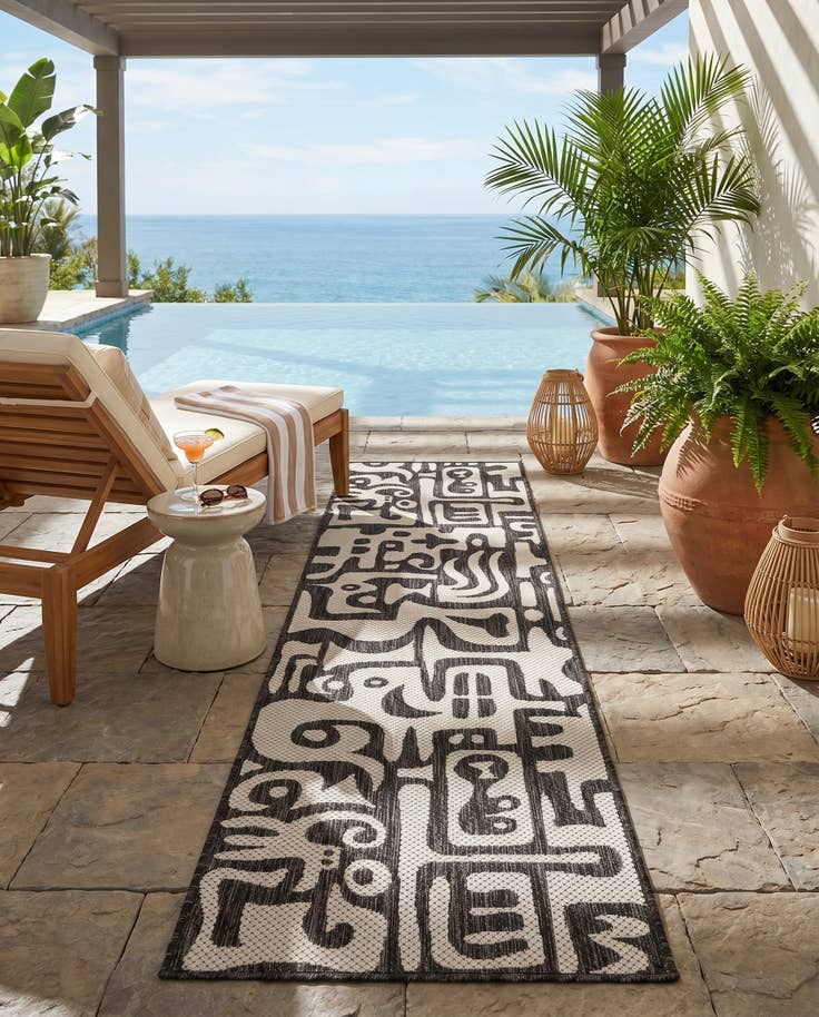 Detail image of 2' x 8' Easy-Clean Modern Indoor / Outdoor Runner Rug