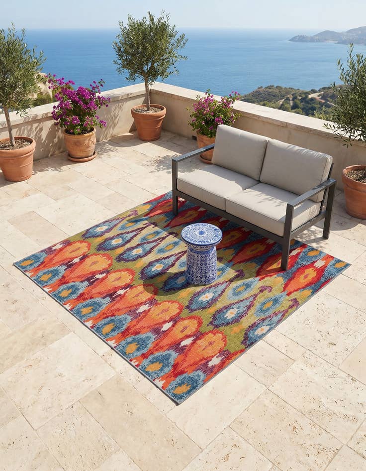Detail image of 6' x 6' Easy-Clean Modern Indoor / Outdoor Square Rug
