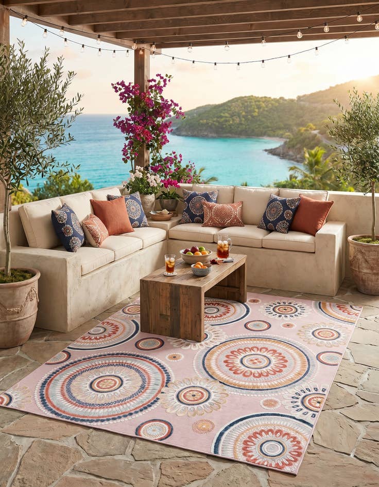 Detail image of 9' 9 x 12' Easy-Clean Botanical Indoor / Outdoor Rug