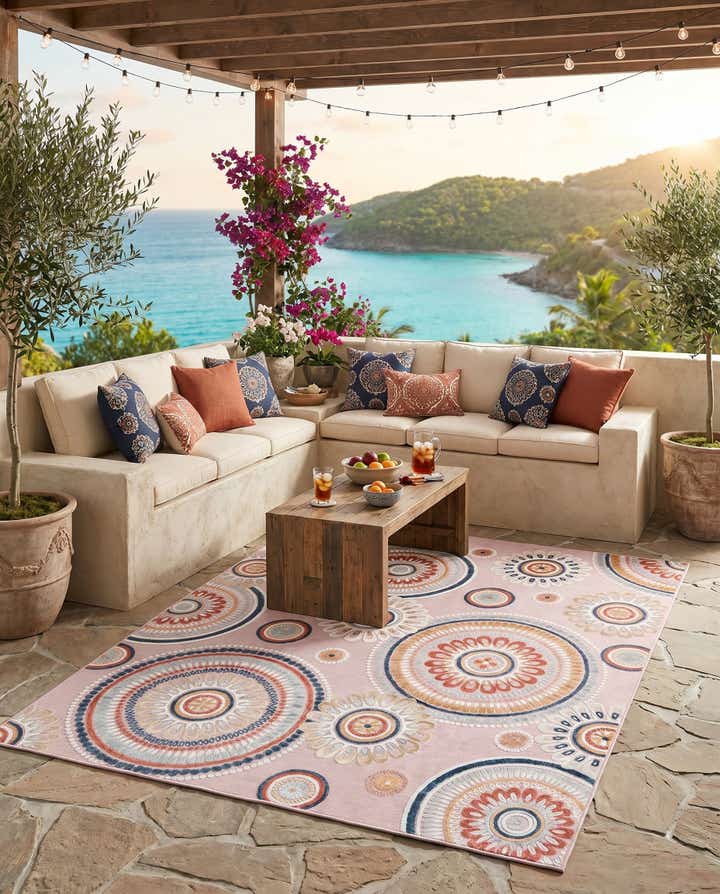 9' 9 x 12' Easy-Clean Botanical Indoor / Outdoor Rug