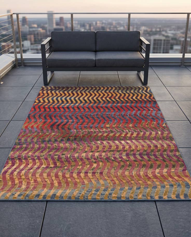 Detail image of 4' x 6' Easy-Clean Modern Indoor / Outdoor Rug