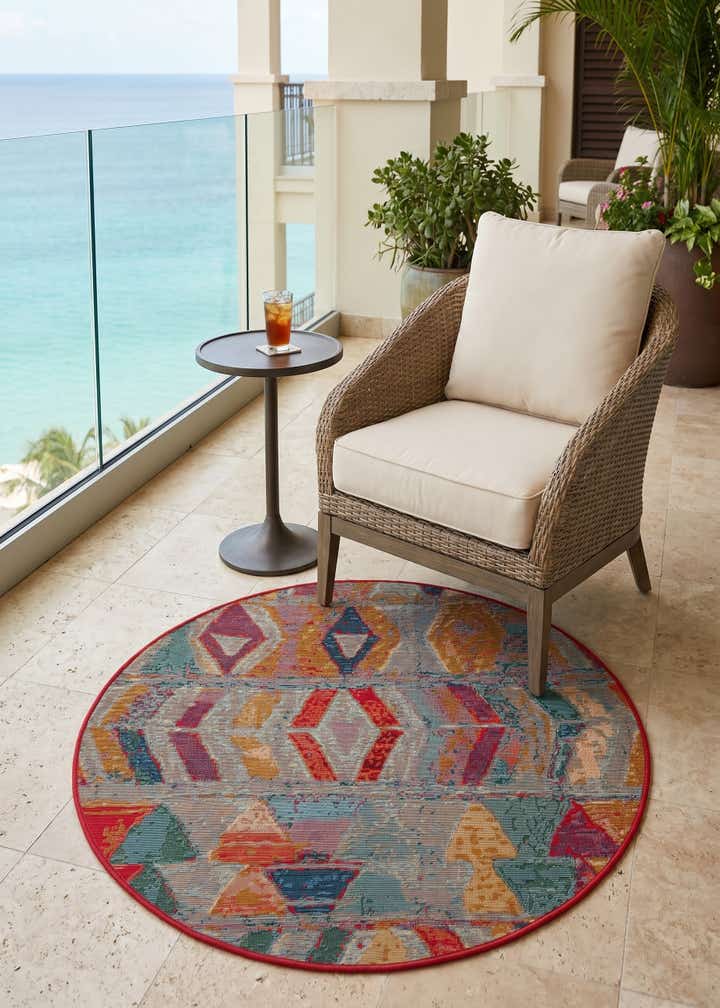 3' x 3' Easy-Clean Modern Indoor / Outdoor Round Rug