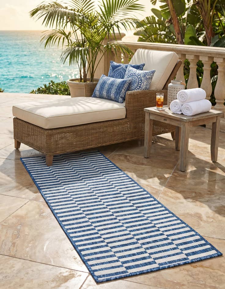 Detail image of 2' x 6' Easy-Clean Ribbon Indoor / Outdoor Runner Rug