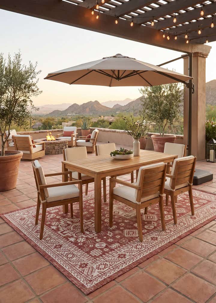 7' 10 x 11' Easy-Clean Aztec Indoor / Outdoor Rug