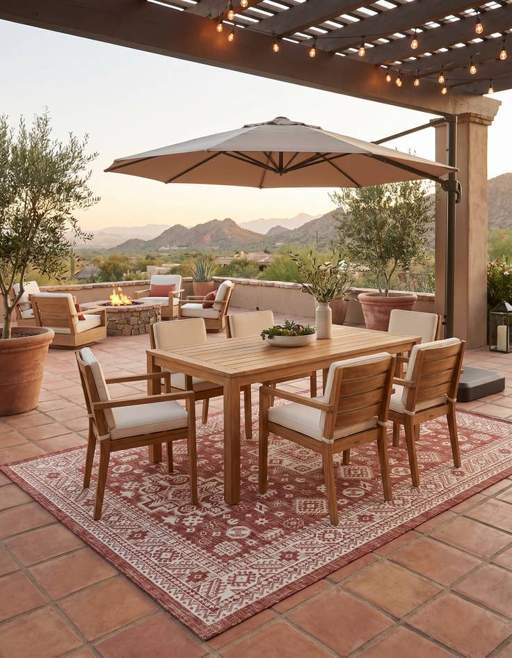 Detail image of 7' 10 x 11' Easy-Clean Aztec Indoor / Outdoor Rug