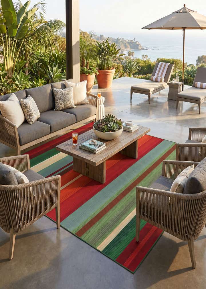 7' 10 x 7' 10 Easy-Clean Modern Indoor / Outdoor Square Rug