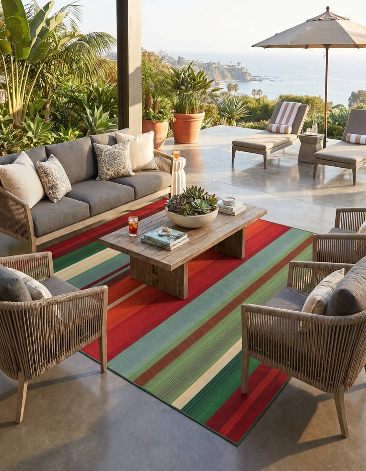 Detail image of 7' 10 x 7' 10 Easy-Clean Modern Indoor / Outdoor Square Rug