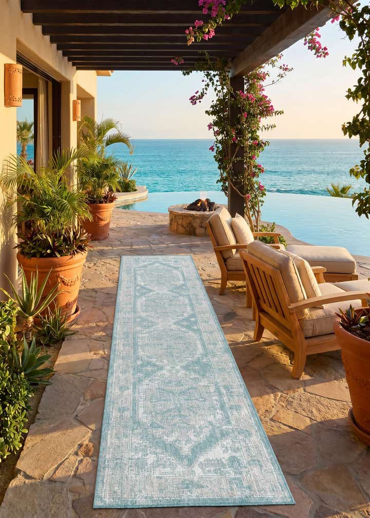 2' 7 x 12' Easy-Clean Traditional Indoor / Outdoor Runner Rug