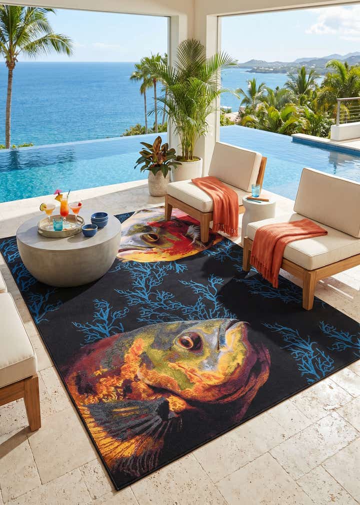 9' x 12' Easy-Clean Coastal Indoor / Outdoor Rug