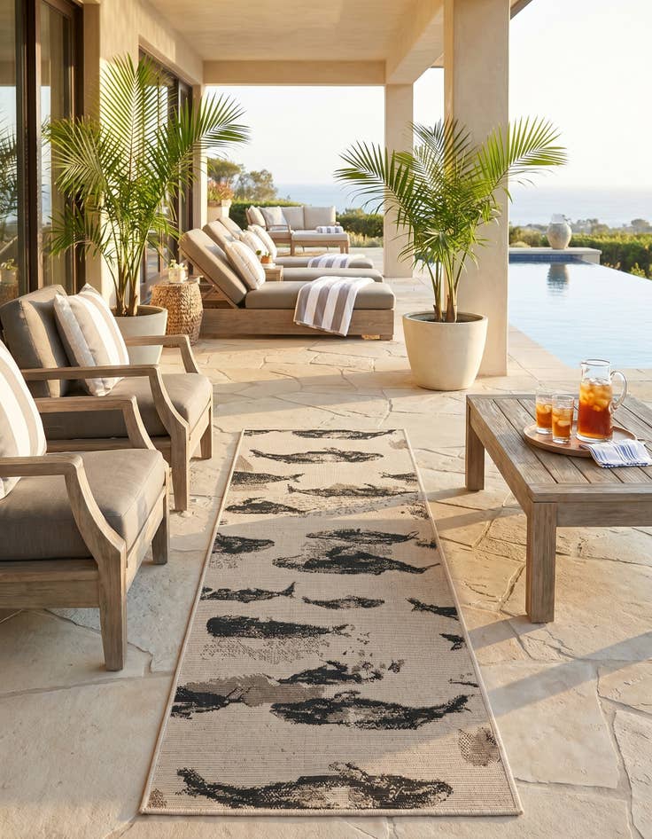 Detail image of 2' x 6' Easy-Clean Coastal Indoor / Outdoor Runner Rug