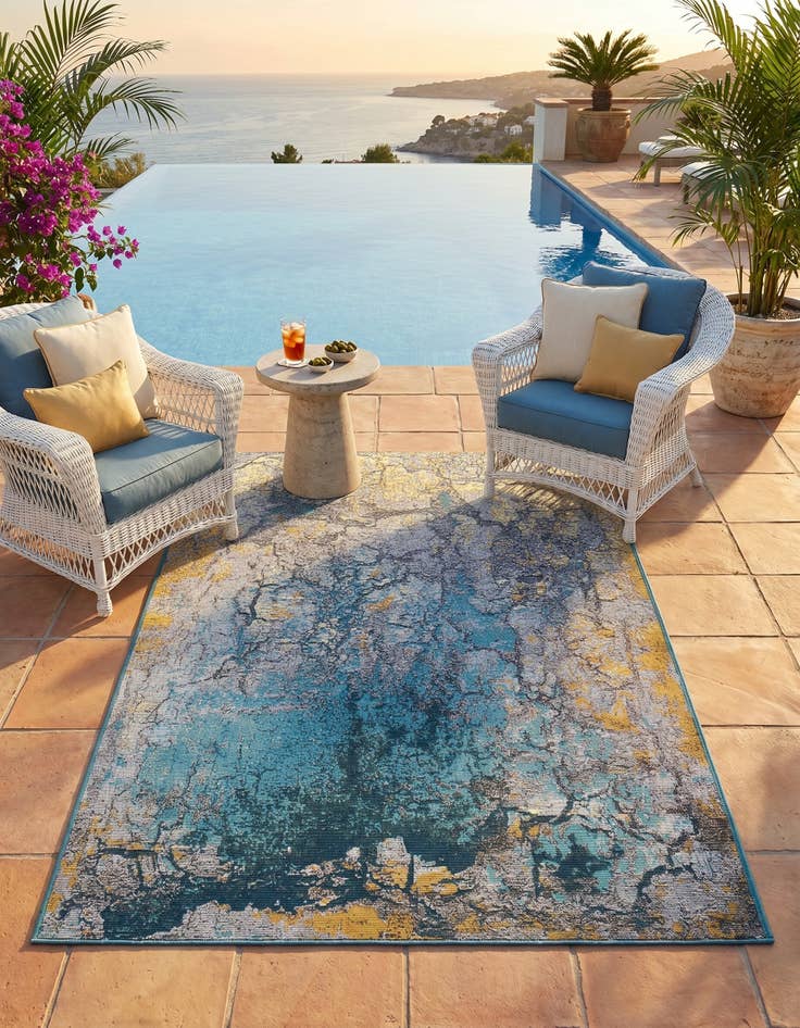 Detail image of 4' x 6' Easy-Clean Modern Indoor / Outdoor Rug