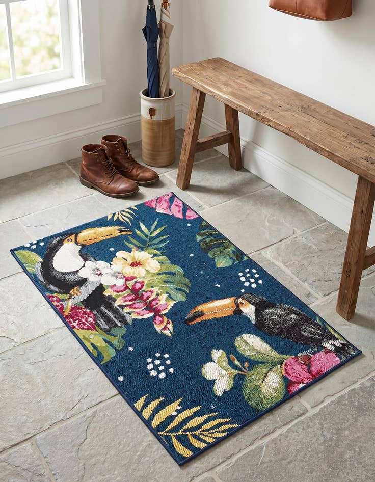 Detail image of 2' x 3' Easy-Clean Botanical Indoor / Outdoor Rug