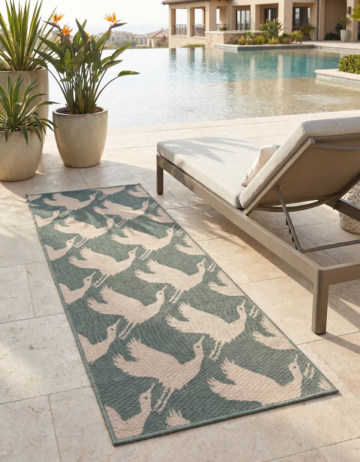 Detail image of 2' x 5' Easy-Clean Coastal Indoor / Outdoor Runner Rug