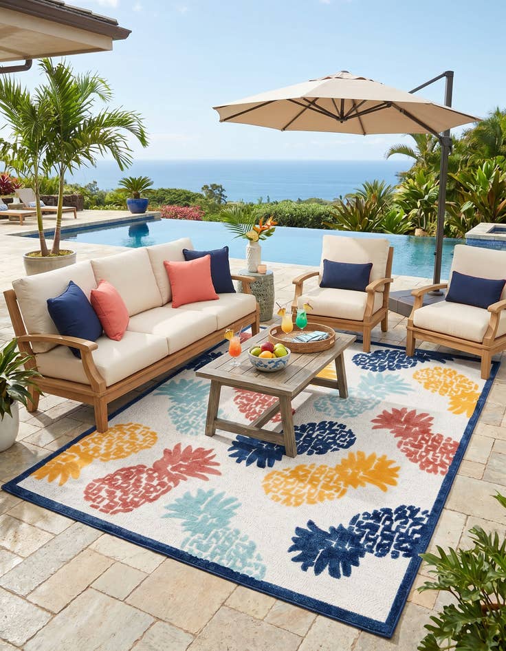 Detail image of 9' x 12' Easy-Clean Belize Indoor / Outdoor Rug