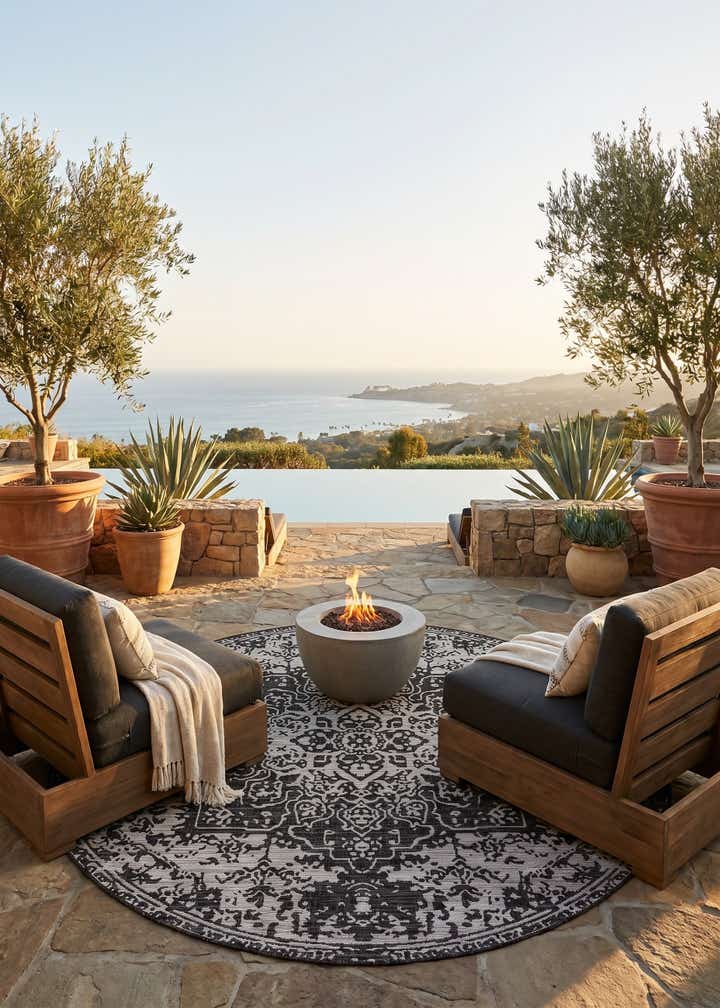 7' x 7' Easy-Clean Jill Zarin Indoor / Outdoor Round Rug