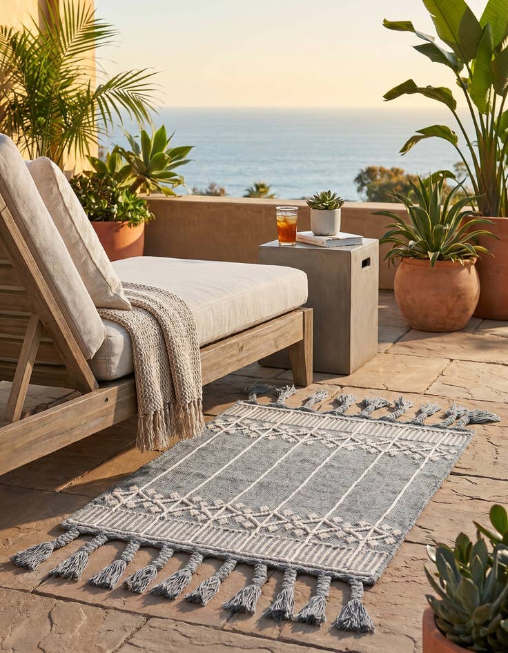 Detail image of 2' x 3' 1 Easy-Clean Eco Bohemian Indoor / Outdoor Rug