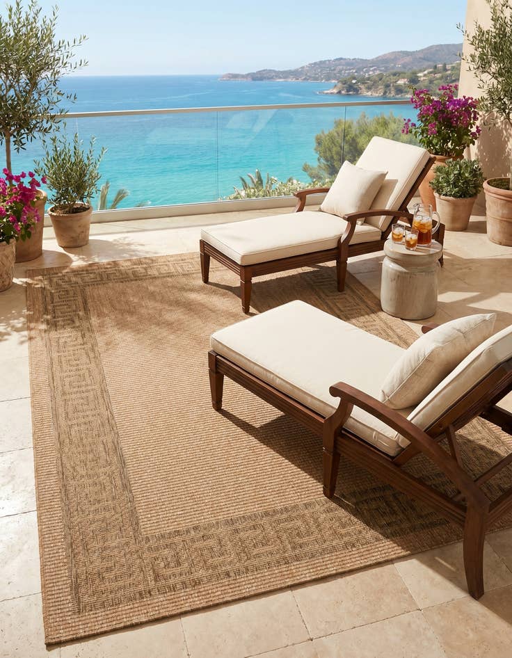 Detail image of 5' 3 x 8' Easy-Clean Border Indoor / Outdoor Rug