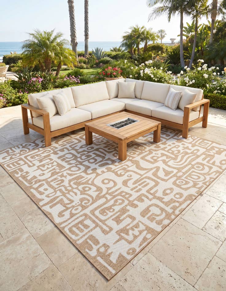 Detail image of 10' x 10' Easy-Clean Modern Indoor / Outdoor Square Rug