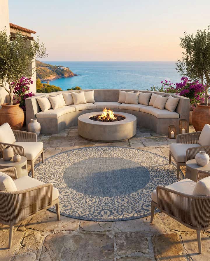 6' x 6' Easy-Clean Border Indoor / Outdoor Round Rug