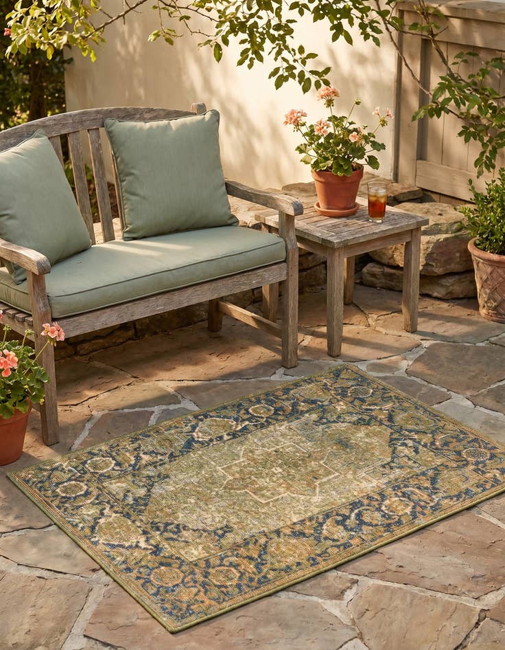 Detail image of 2' x 3' Easy-Clean Traditional Indoor / Outdoor Rug