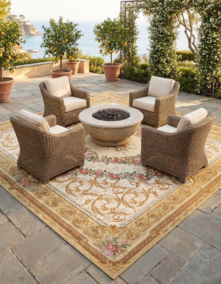 Detail image of 10' x 10' Easy-Clean Traditional Indoor / Outdoor Square Rug