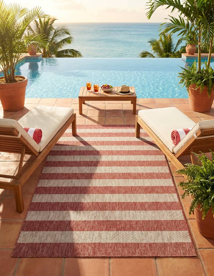 Detail image of 6' x 9' Easy-Clean Striped Indoor / Outdoor Rug