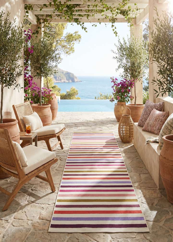 2' 7 x 10' Easy-Clean Ribbon Indoor / Outdoor Runner Rug