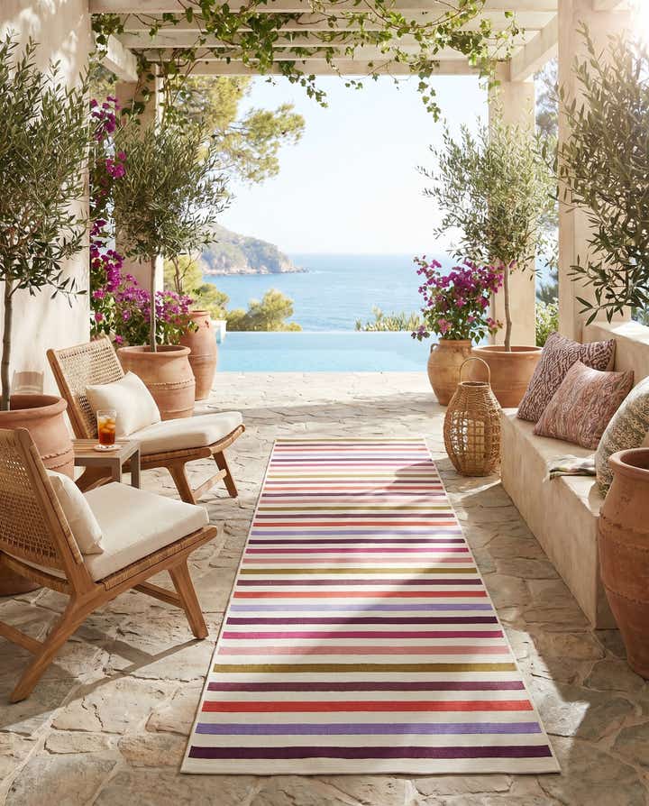 2' 7 x 10' Easy-Clean Ribbon Indoor / Outdoor Runner Rug
