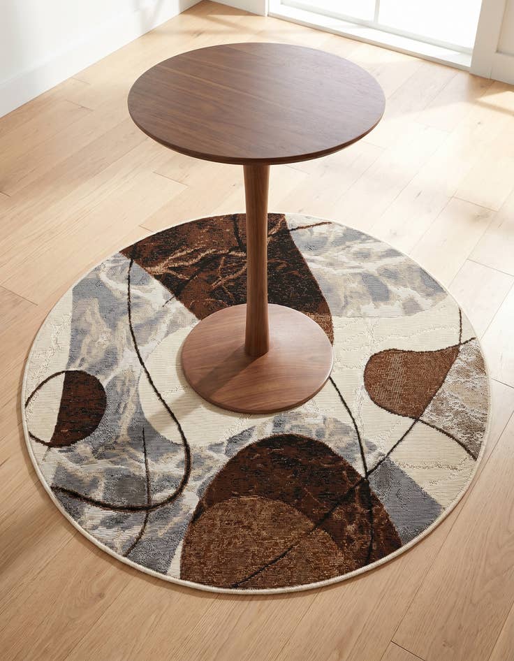 Detail image of 3' x 3' Easy-Clean Modern Indoor / Outdoor Round Rug