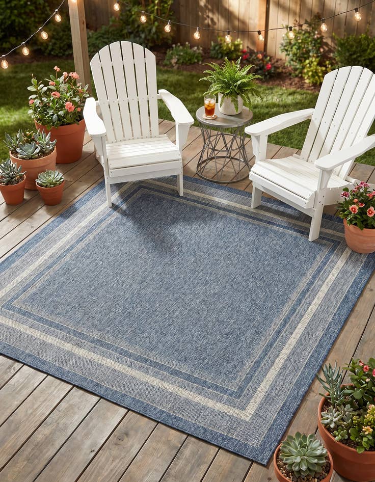 Detail image of 6' x 6' Easy-Clean Border Indoor / Outdoor Square Rug