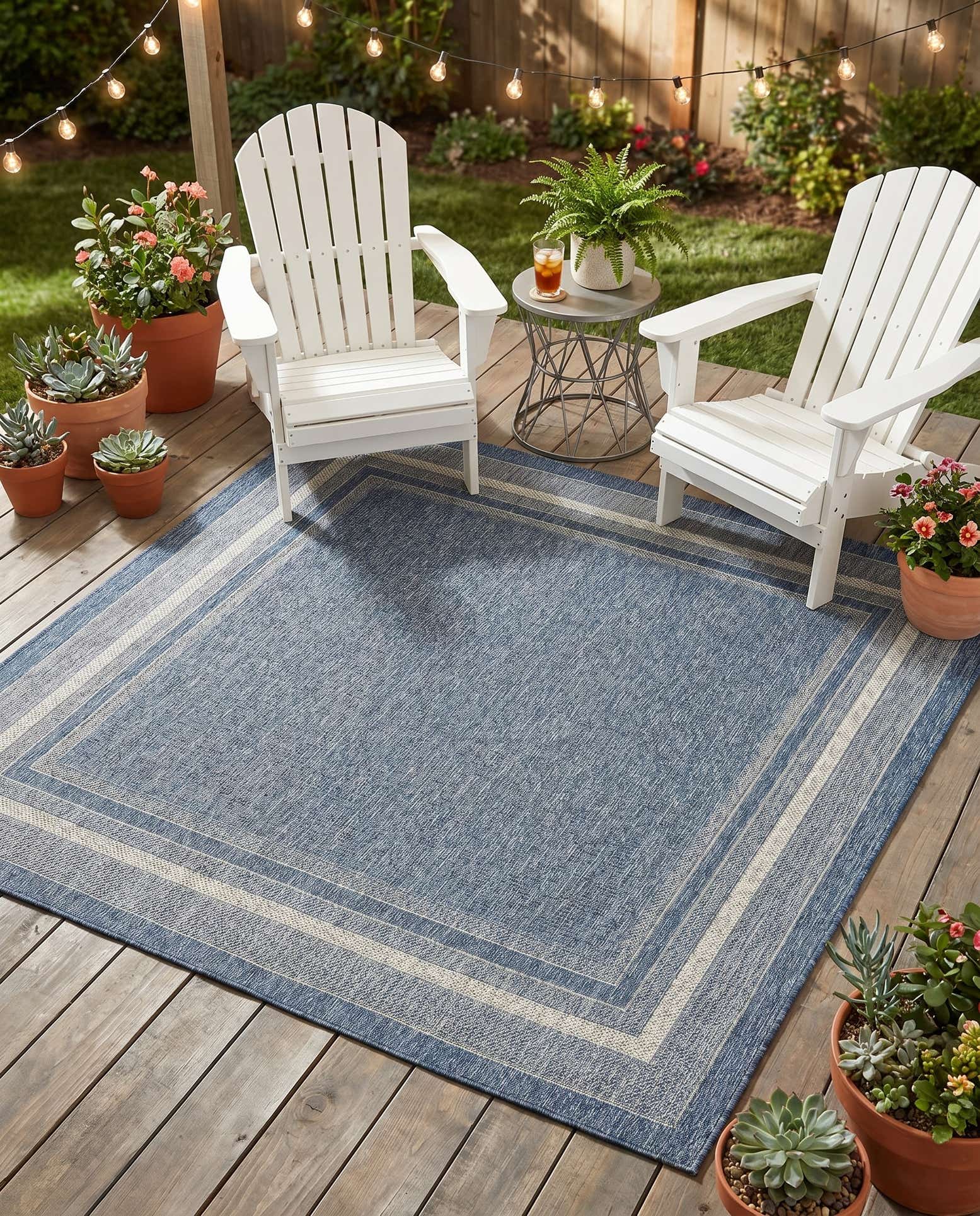 6' x 6' Easy-Clean Border Indoor / Outdoor Square Rug