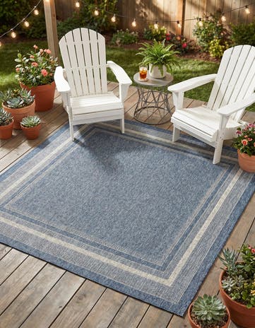 6' x 6' Easy-Clean Border Indoor / Outdoor Square Rug