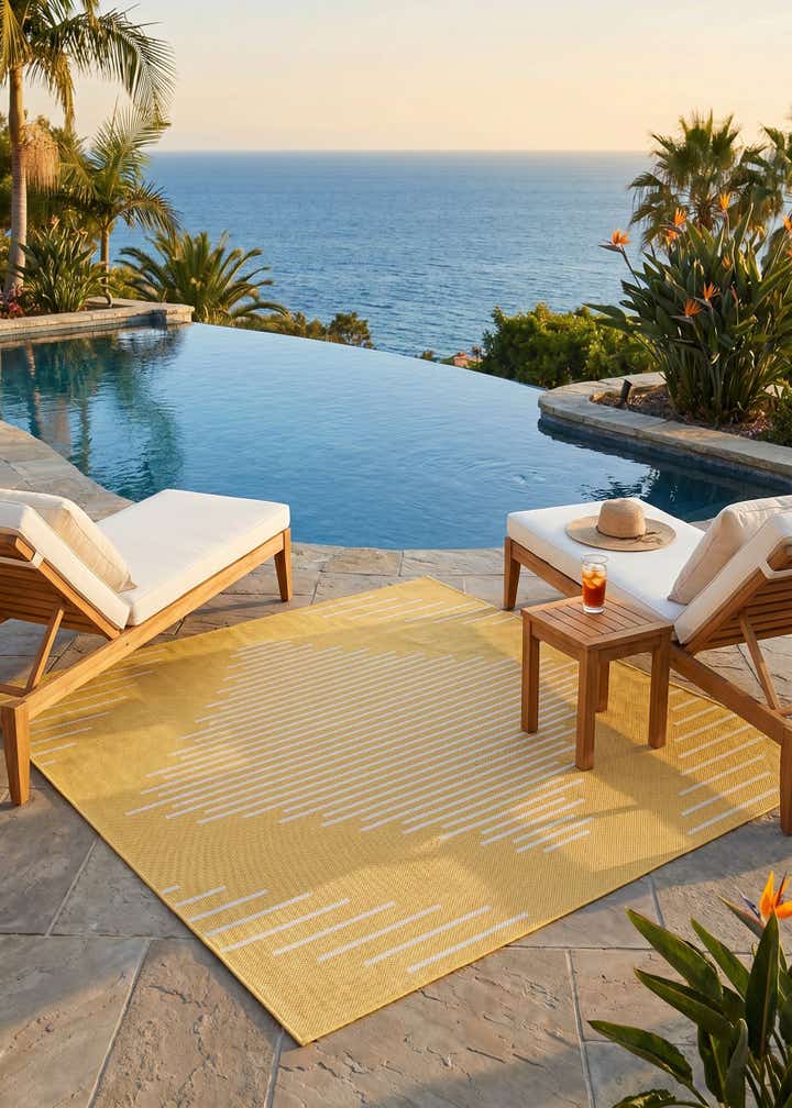 5' 3 x 5' 3 Easy-Clean Modern Indoor / Outdoor Square Rug
