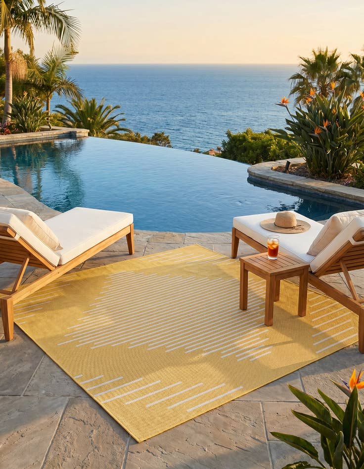Detail image of 5' 3 x 5' 3 Easy-Clean Modern Indoor / Outdoor Square Rug