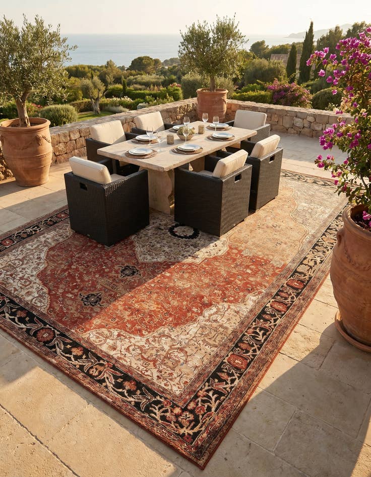 Detail image of 10' x 14' Easy-Clean Traditional Indoor / Outdoor Rug