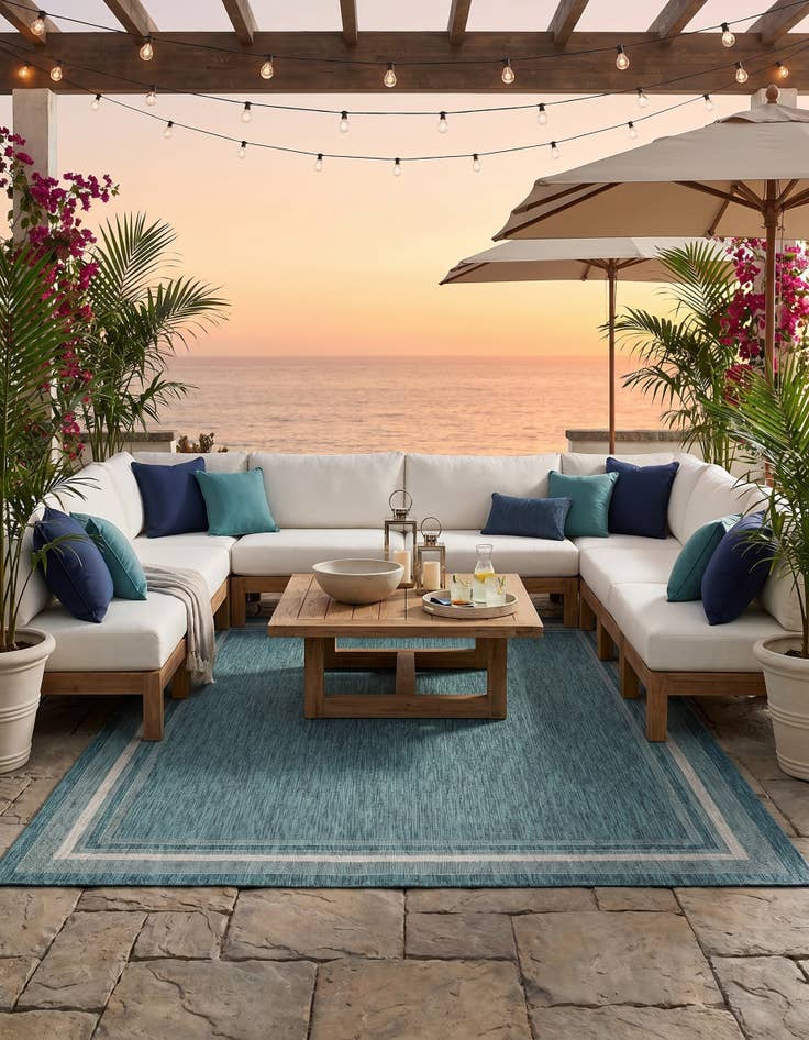 Detail image of 10' x 13' Easy-Clean Border Indoor / Outdoor Rug