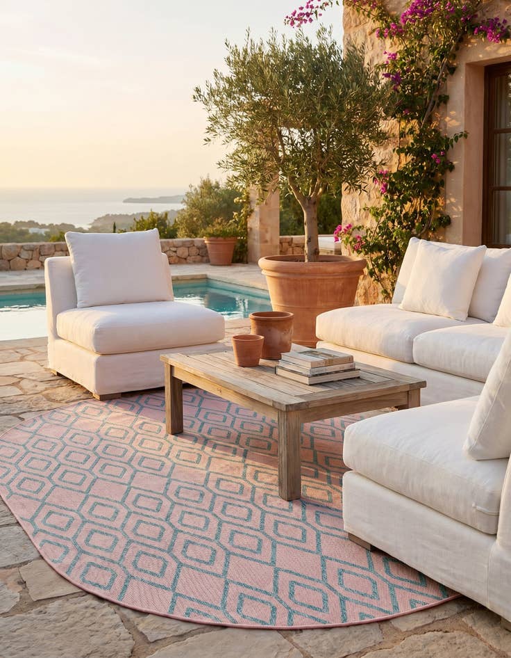 Detail image of 5' 3 x 8' Easy-Clean Jill Zarin Turks and Caicos Indoor / Outdoor Oval Rug